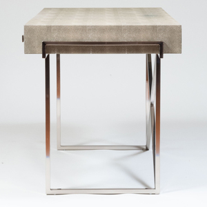 Contemporary CB2 Chrome Plated and Faux Shagreen Desk, of Recent Manufacture