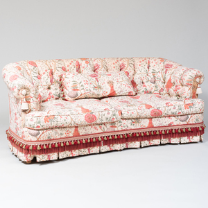 Floral Linen Tufted Upholstered Two Seat Sofa