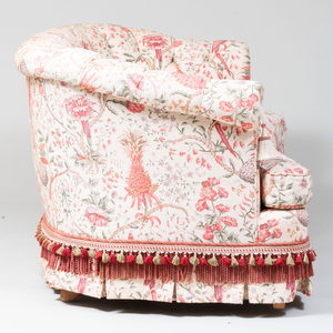 Floral Linen Tufted Upholstered Two Seat Sofa
