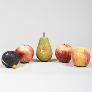 Group of Painted Stone Models of Fruit