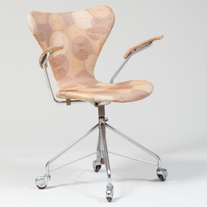 Fritz Hansen Metal and Upholstered Desk Chair for Arne Jacobsen