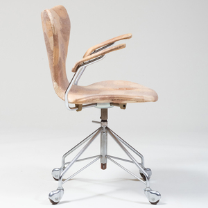 Fritz Hansen Metal and Upholstered Desk Chair for Arne Jacobsen