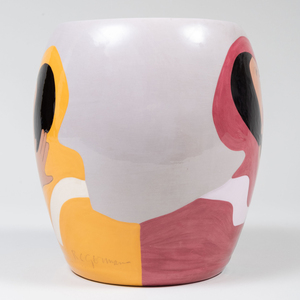 RC Gorman Glazed Ceramic Vase 'The Joke - State II'