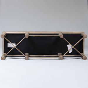 Modern Painted Oak and Brass-Studded Silk Velvet Upholstered Bench