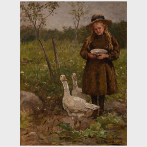 Hugh Newell (1830-1915): Girl and Geese