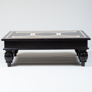 Modern Faux Bois, Ebony and Ivory Painted Low Table, Designed by Bunny Williams