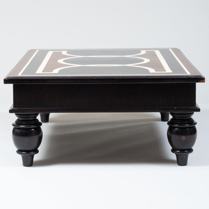 Modern Faux Bois, Ebony and Ivory Painted Low Table, Designed by Bunny Williams