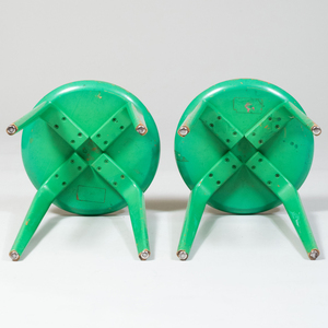 Set of Five Modern Turner Green Painted Stools 