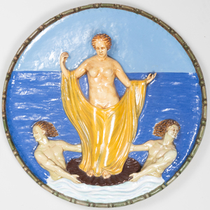 Della Robbia Style Glazed Earthenware Roundel Depicting Venus