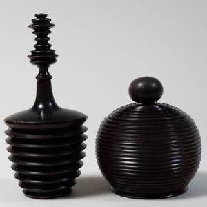 Group of Six Contemporary Turned Wood Vessels