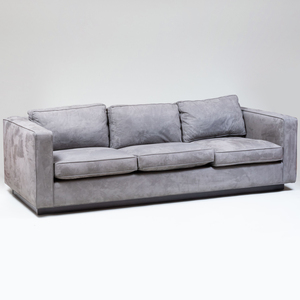 Pair of Jonathan Adler Grey 'Suede' Sofas