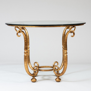 French Art Deco Style Gilt-Metal and Glass Center Table