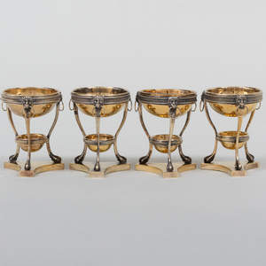 Set of Four Tiffany & Co. Silver Athenienne Form Salt Cellars