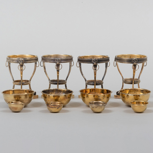 Set of Four Tiffany & Co. Silver Athenienne Form Salt Cellars