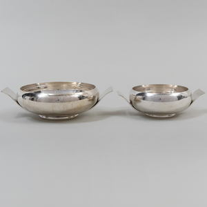 Set of Two Alan Adler Silver Modernist Bowls