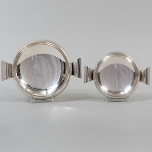 Set of Two Alan Adler Silver Modernist Bowls
