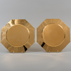 Pair of Tiffany & Co, Silver-Gilt Bamboo Place Plates