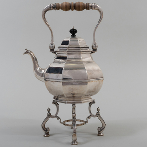 English Silver Hot Water Kettle on Stand