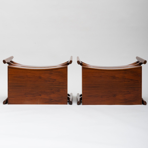 Pair of William Hinn Walnut 'Floating' Bedside Tables