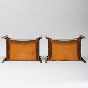 Pair of William Hinn Walnut 'Floating' Bedside Tables