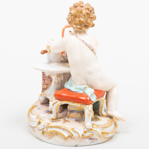 Meissen Porcelain Figure of Putti Making Hot Chocolate