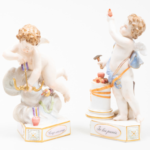 Pair of Meissen Porcelain Putti Figures