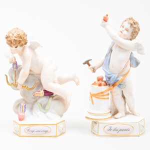 Pair of Meissen Porcelain Putti Figures