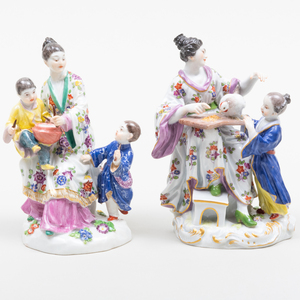 Two Meissen Porcelain Chinoiserie Figural Groups