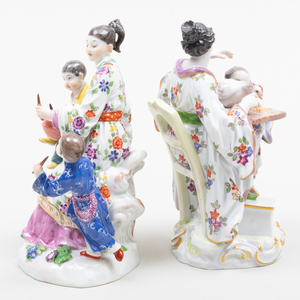 Two Meissen Porcelain Chinoiserie Figural Groups