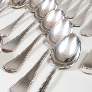 Christofle Silver Plate Part Service in the 'Perles' Pattern