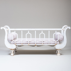 Directoire Style White Painted Tôle and Metal Day Bed