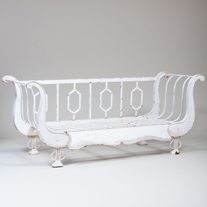 Directoire Style White Painted Tôle and Metal Day Bed