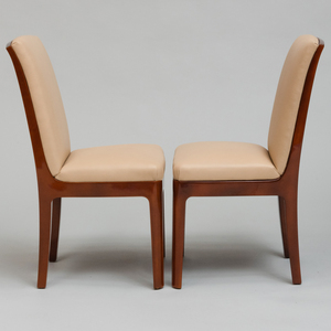 Set of Four Nicholas Mongiardo after a Design by Jean Dunand Brown Lacquer and Leather Dining Chairs