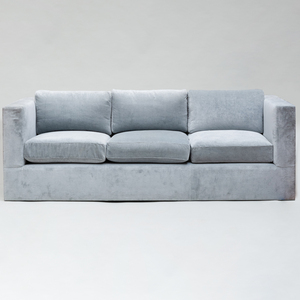 Contemporary Pale Grey Velvet Upholstered Three Seat Sofa, De Angelis