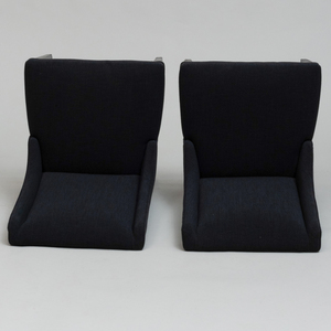 Pair of Contemporary Ebonized and Upholstered Side Chairs
