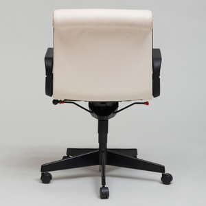 Knoll Metal and White Leather Desk Chair