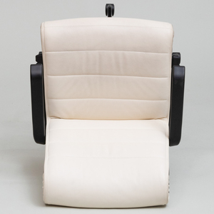 Knoll Metal and White Leather Desk Chair