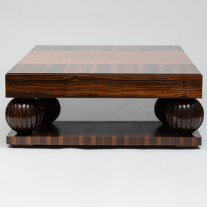 Nicholas Mongiardo After a Model by Émile-Jacques Ruhlmann Large Macassar Ebony and Bone Inlaid Low Table