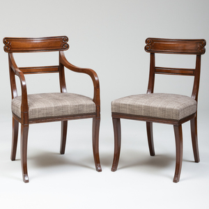 Set of Twelve Regency and Later Rosewood and Ebonized Dining Chairs