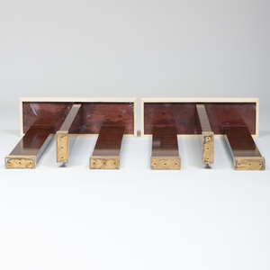 Pair of Brass-Mounted Parchment and Macassar Ebony Consoles, Designed by Mica Ertegun
