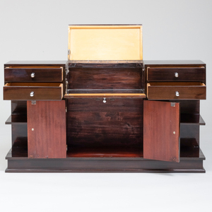 Modern Chrome-Mounted Ebonized Dressing Table