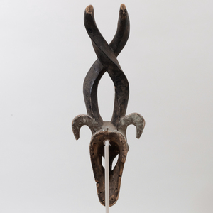African Painted Wood Antelope Form Dance Mask
