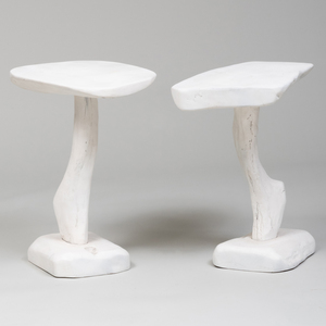 Pair of Modern White Painted End Tables