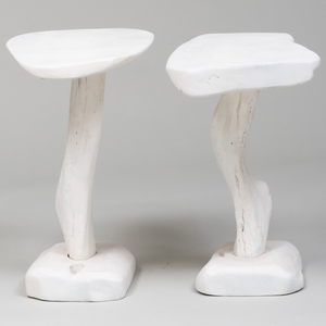 Pair of Modern White Painted End Tables