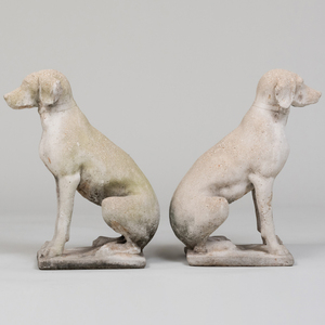Pair of Composition Seated Dogs
