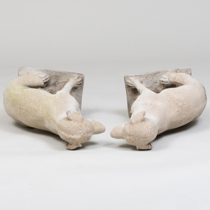 Pair of Composition Seated Dogs