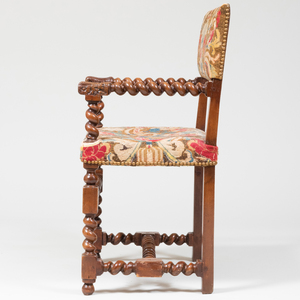 Henri IV Carved Walnut Armchair