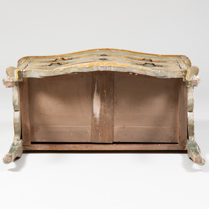 Italian Rococo Style Painted Commode with Faux Marble Top 