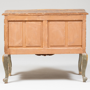 Italian Rococo Style Painted Commode with Faux Marble Top 