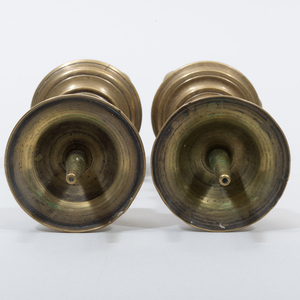 Pair of Diminutive Brass Pricket Candlesticks, Possibly Flemish